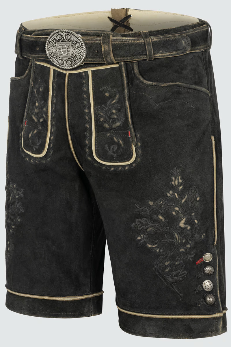 Kruger Men's Lederhosen "Kuno" with belt dark brown