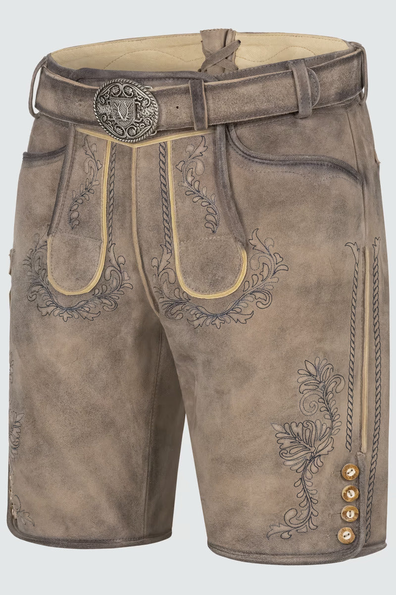 Kruger Men's Lederhosen "Brandon" (light brown) with Belt