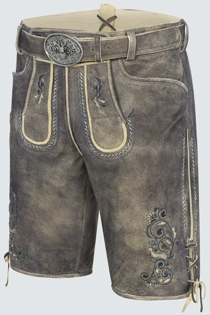 Kruger Men's Lederhosen "Gideon" with belt (light brown) size 54