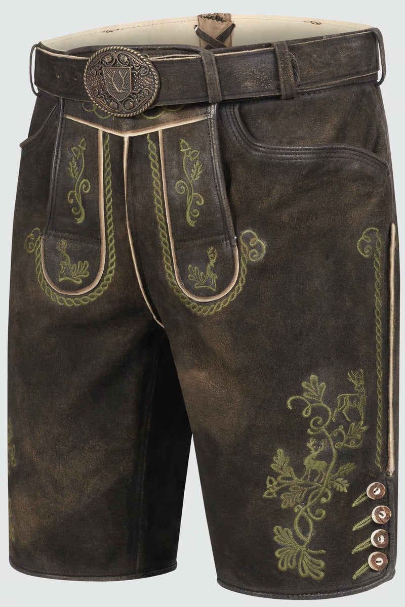 Kruger Men's Lederhosen "Milian" with belt (dark brown)