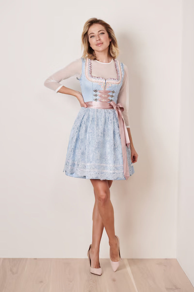Kruger Mini Dirndl 2pcs. 50cm "Romi" light blue (38)