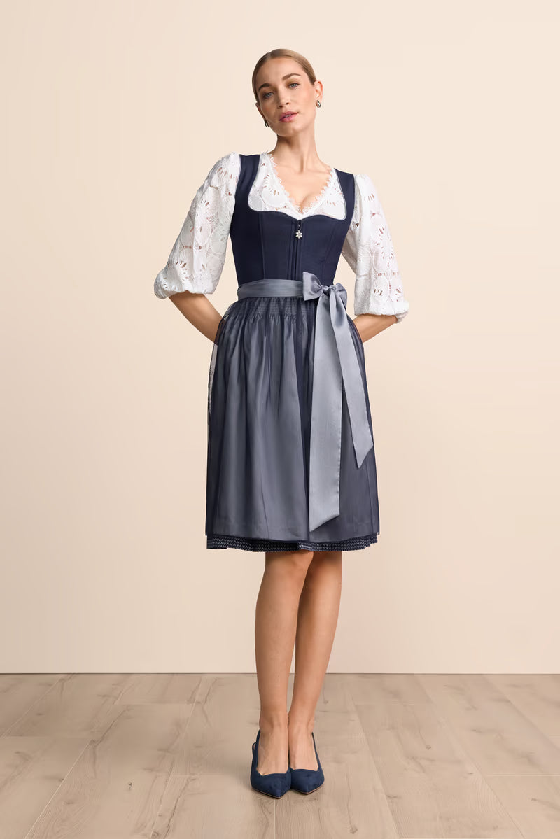 Kruger Midi Dirndl 2pcs. 60cm "Tessi" blue (size 46)