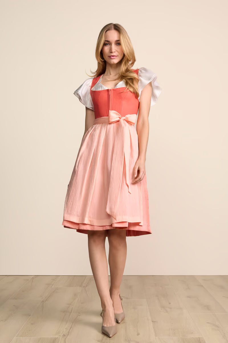 Kruger Sylphira Midi Dirndl, Coral — 60cm 2pc Set