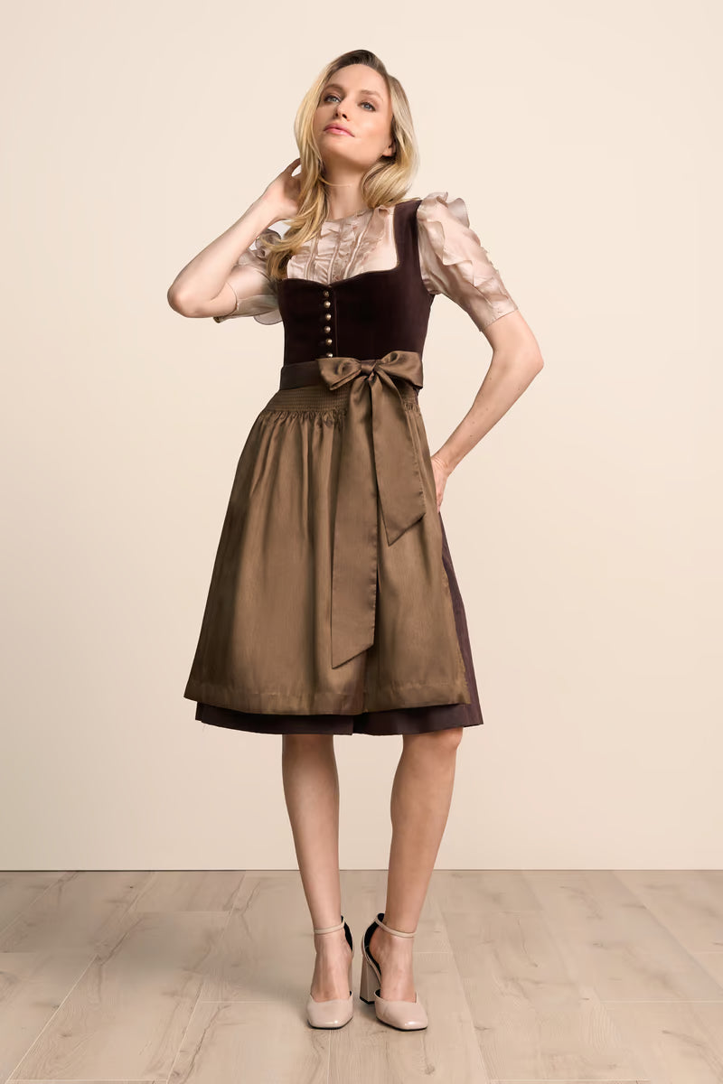 Kruger Midi Dirndl 2pc 60cm "Odile" brown