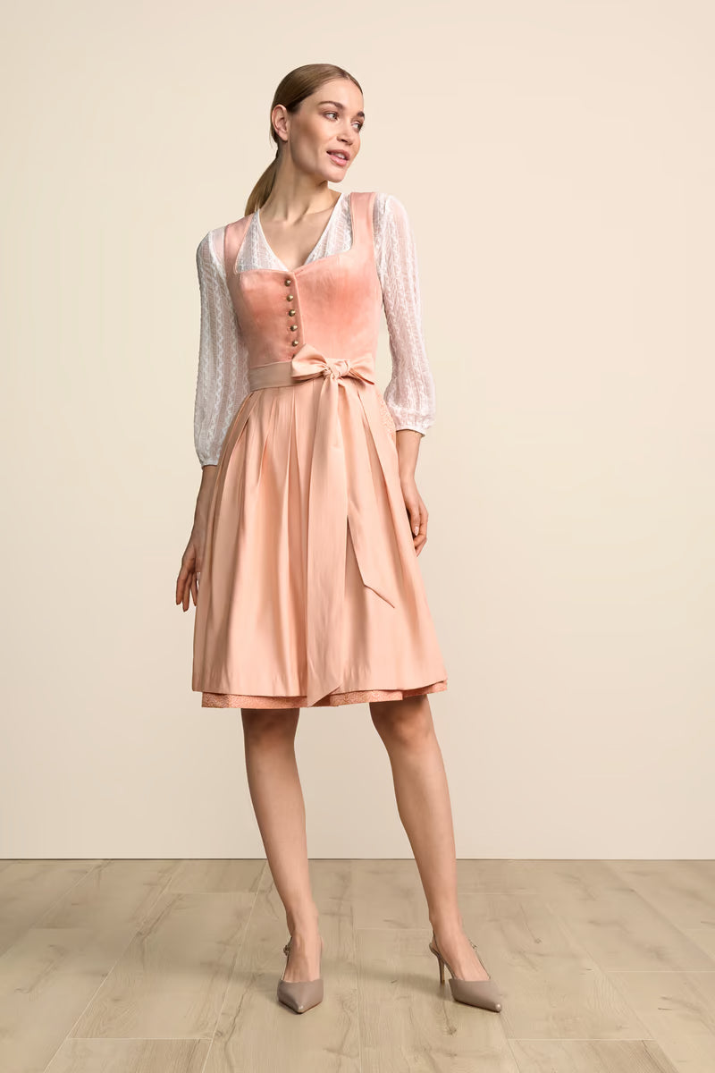 Kruger Midi Dirndl 2pcs. 60cm "Aliona" peach