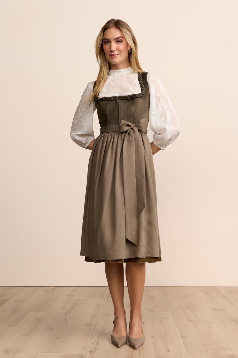 Kruger Elle Long Dirndl, Olive — 70cm 2pc Set