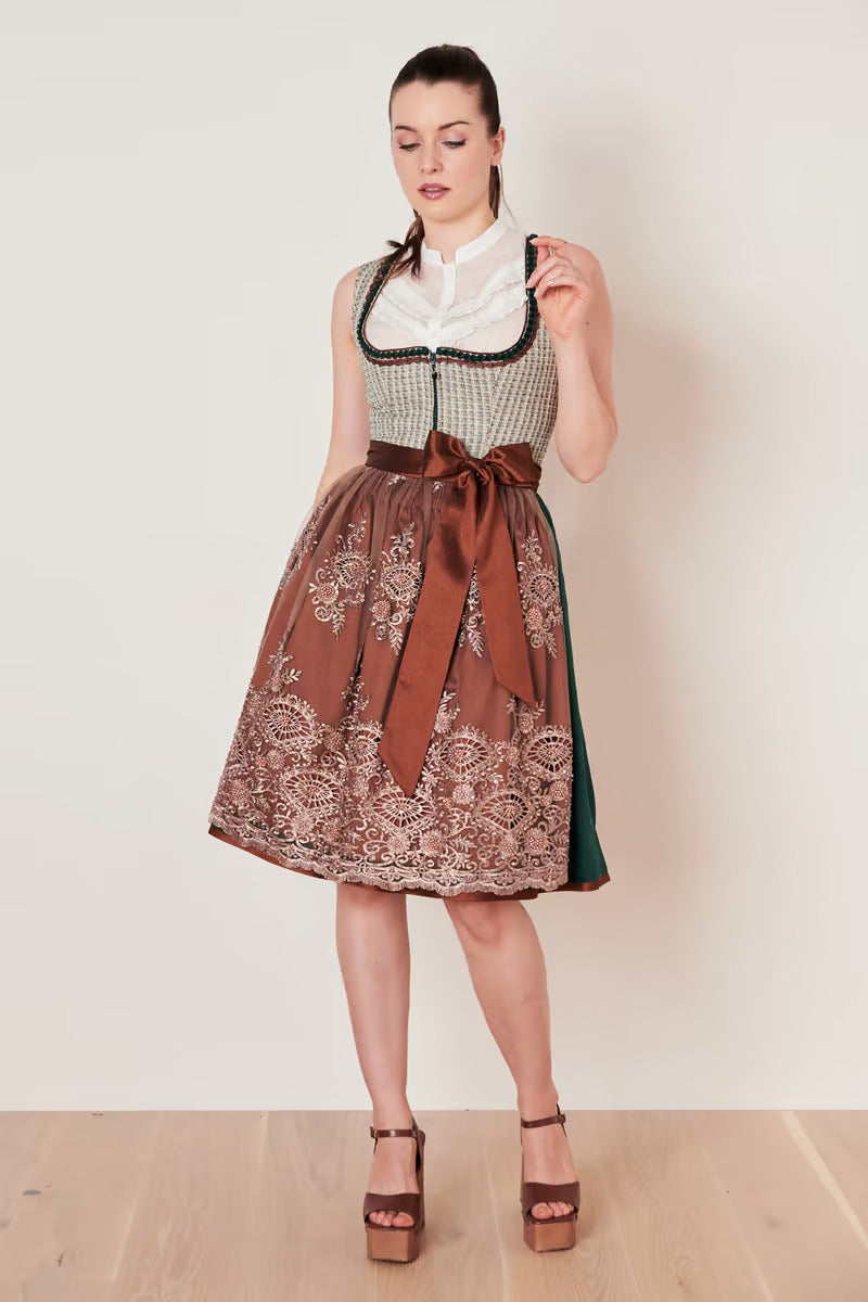 Kruger Midi Dirndl 2pcs. 60 cm "ASTERIA" green (low stock) 46