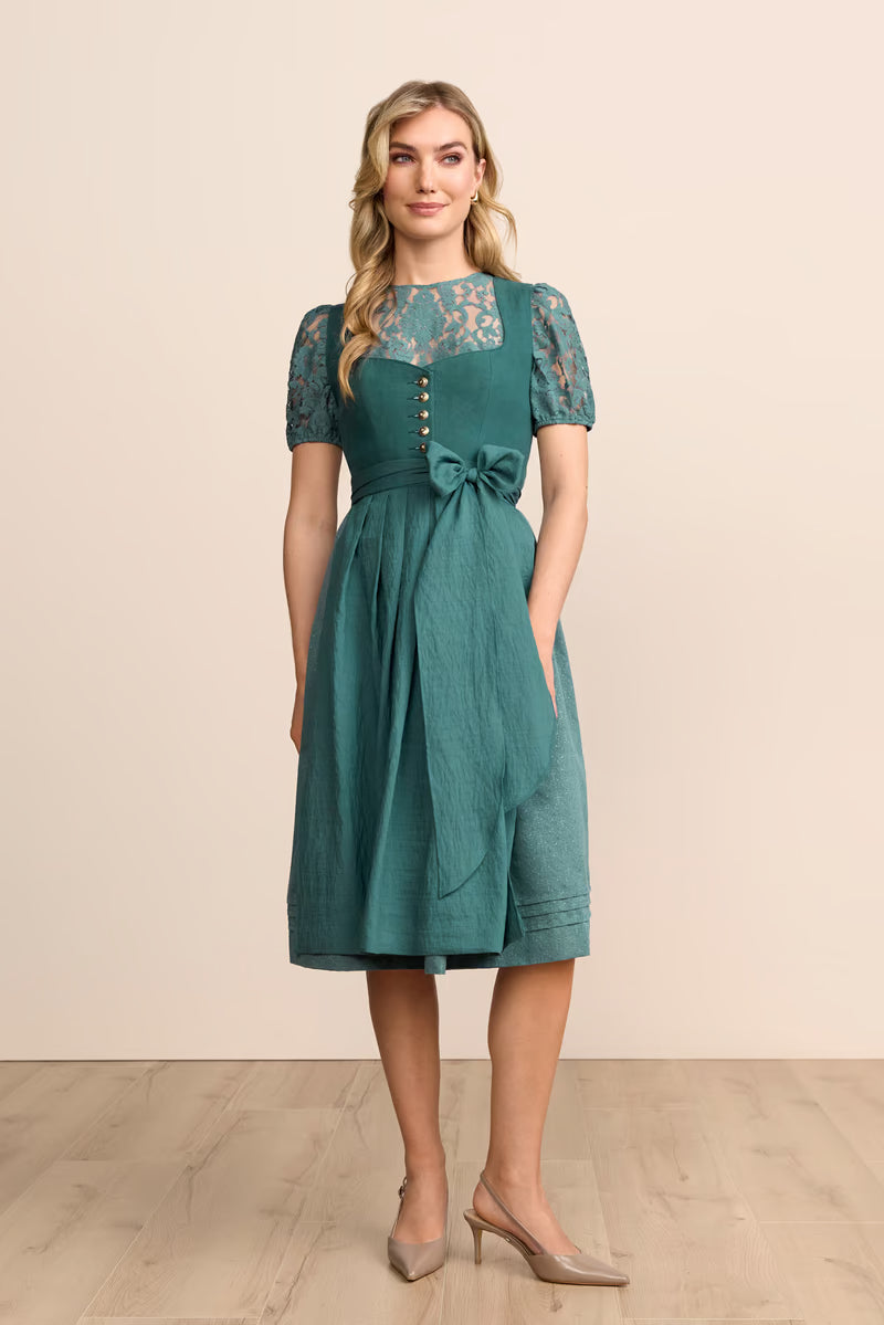 Krüger Sylvina Long Dirndl, Turquoise — 70cm 2pc Set