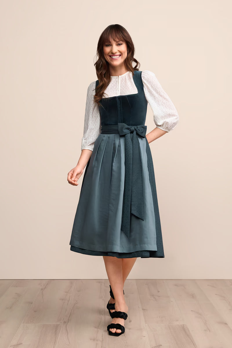 Kruger Long Dirndl 2pcs. 70cm "Lynette" blue