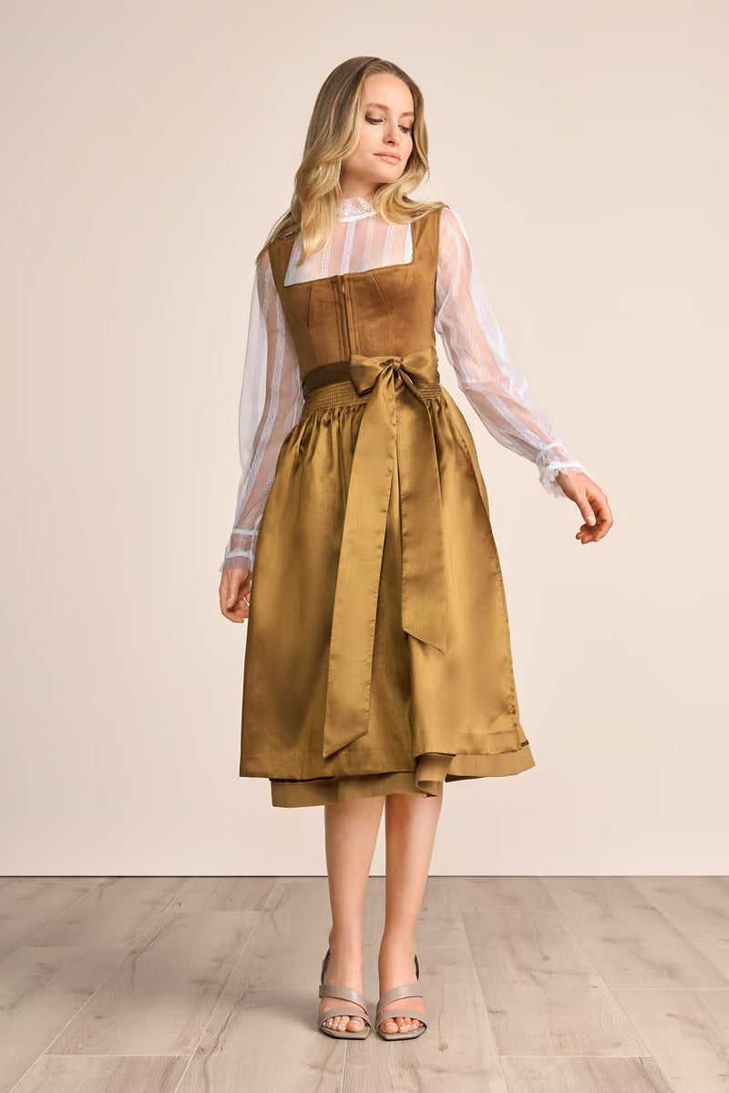 Kruger Long Dirndl 2pcs. 70cm "Suzanne" brown