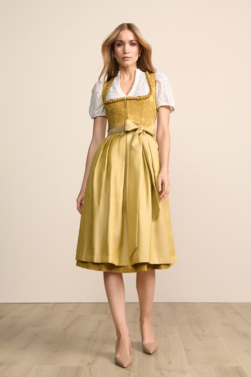 Kruger Long Dirndl 2pcs. 70cm "Calyssia" yellow