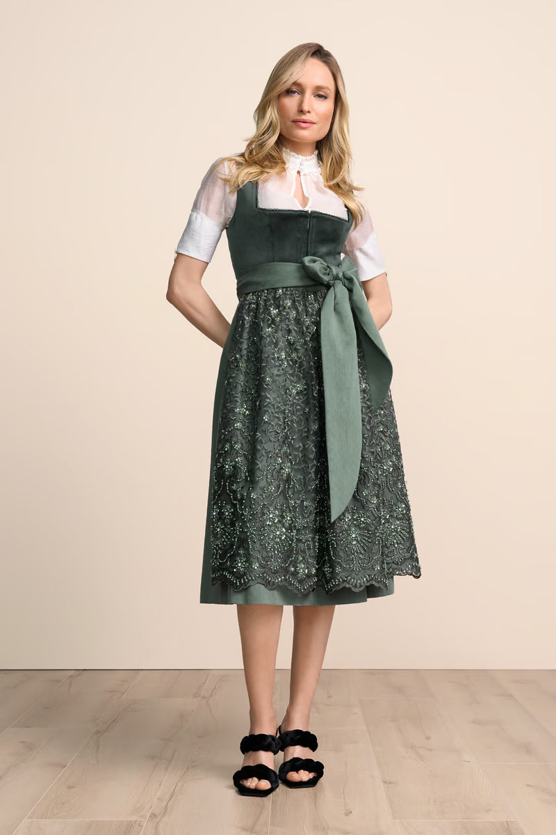Kruger Elira Long Dirndl, Green — 70cm 2pc Set
