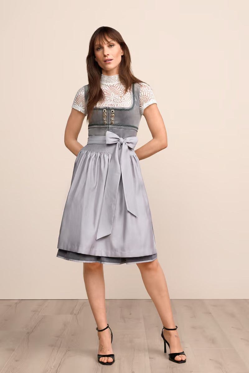 Kruger Midi Dirndl 2pcs. 60cm "Milda" gray (size 34)