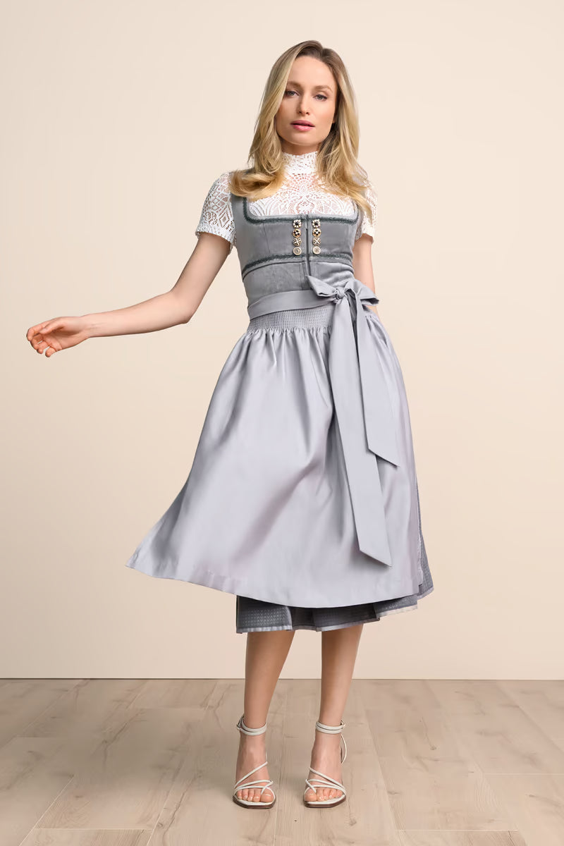 Kruger Long Dirndl 2pcs. 70cm "Milda" gray