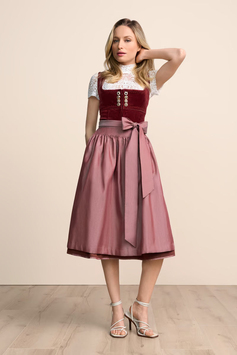 Kruger Long Dirndl 2pcs. 70cm "Milda" red