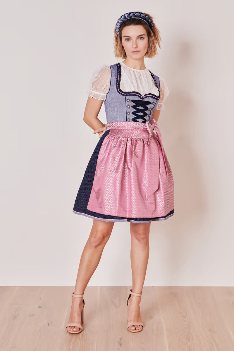 Kruger Mini Dirndl 2pcs. 50cm "Skylar" blue (32)