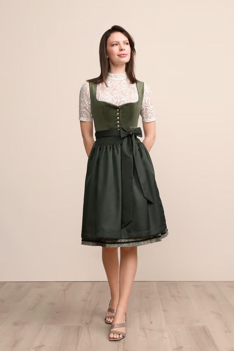 Kruger Midi Dirndl 2pcs. 60cm "Iny" green (34,40,42)