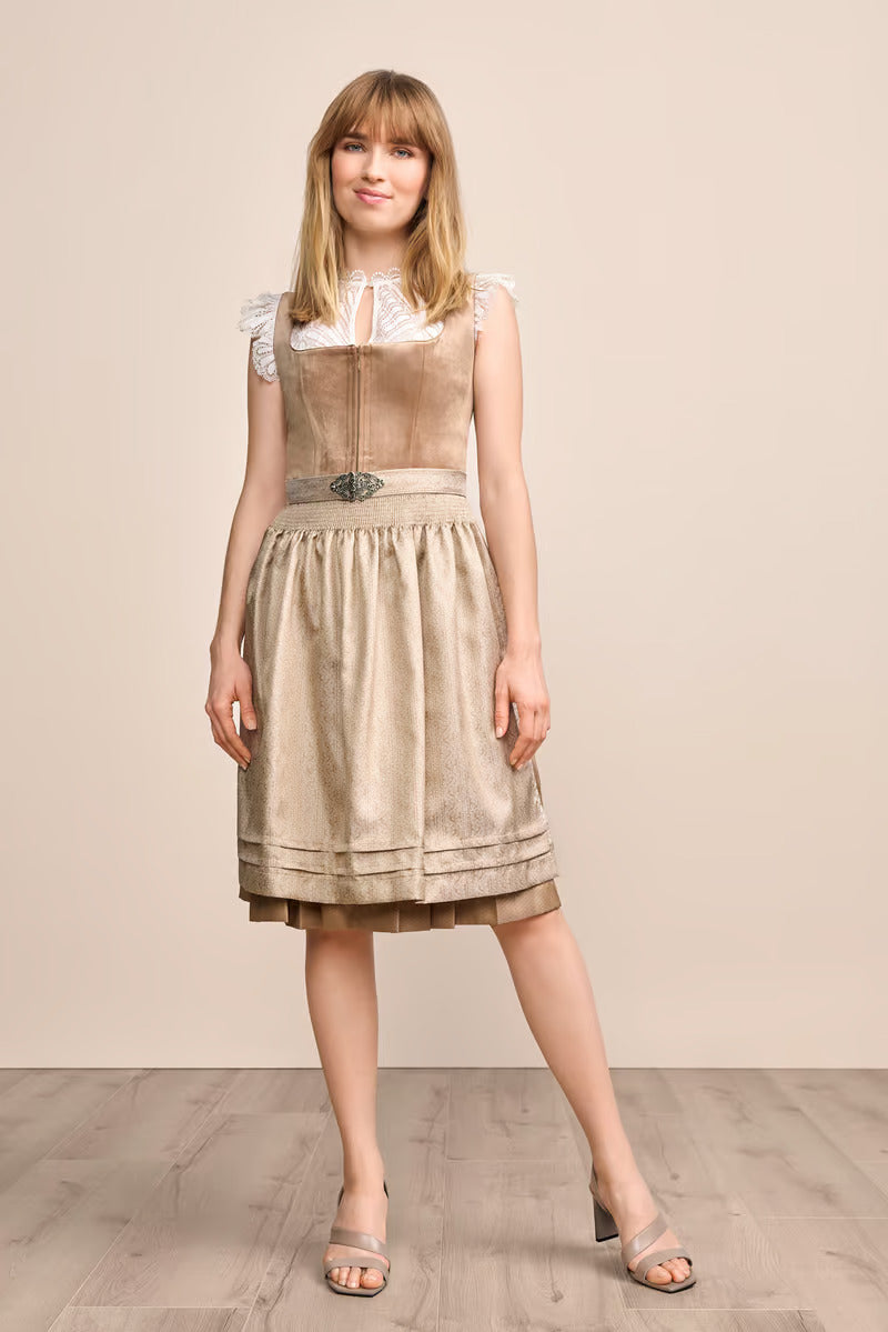 Kruger Midi Dirndl 2pcs. 60cm "Aurela" biege