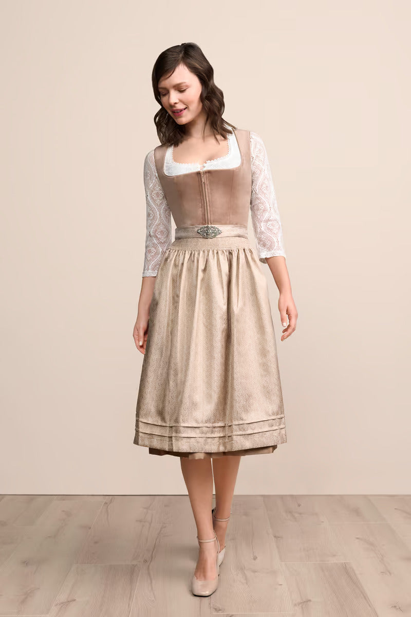 Kruger Long Dirndl 2pcs. 70cm "Aurela" biege