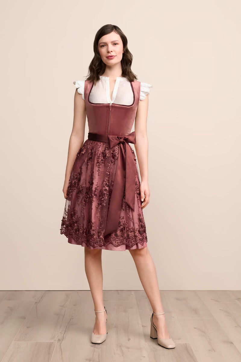 Kruger Midi Dirndl 2pcs. 60cm "Kaelyn" red