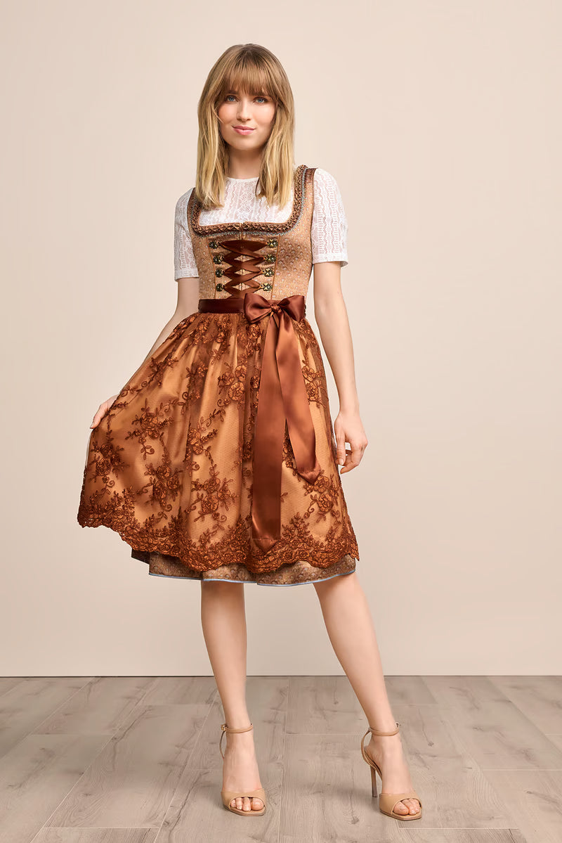 Kruger Mini Dirndl 2pcs. 50cm "Maris" brown (size 36)