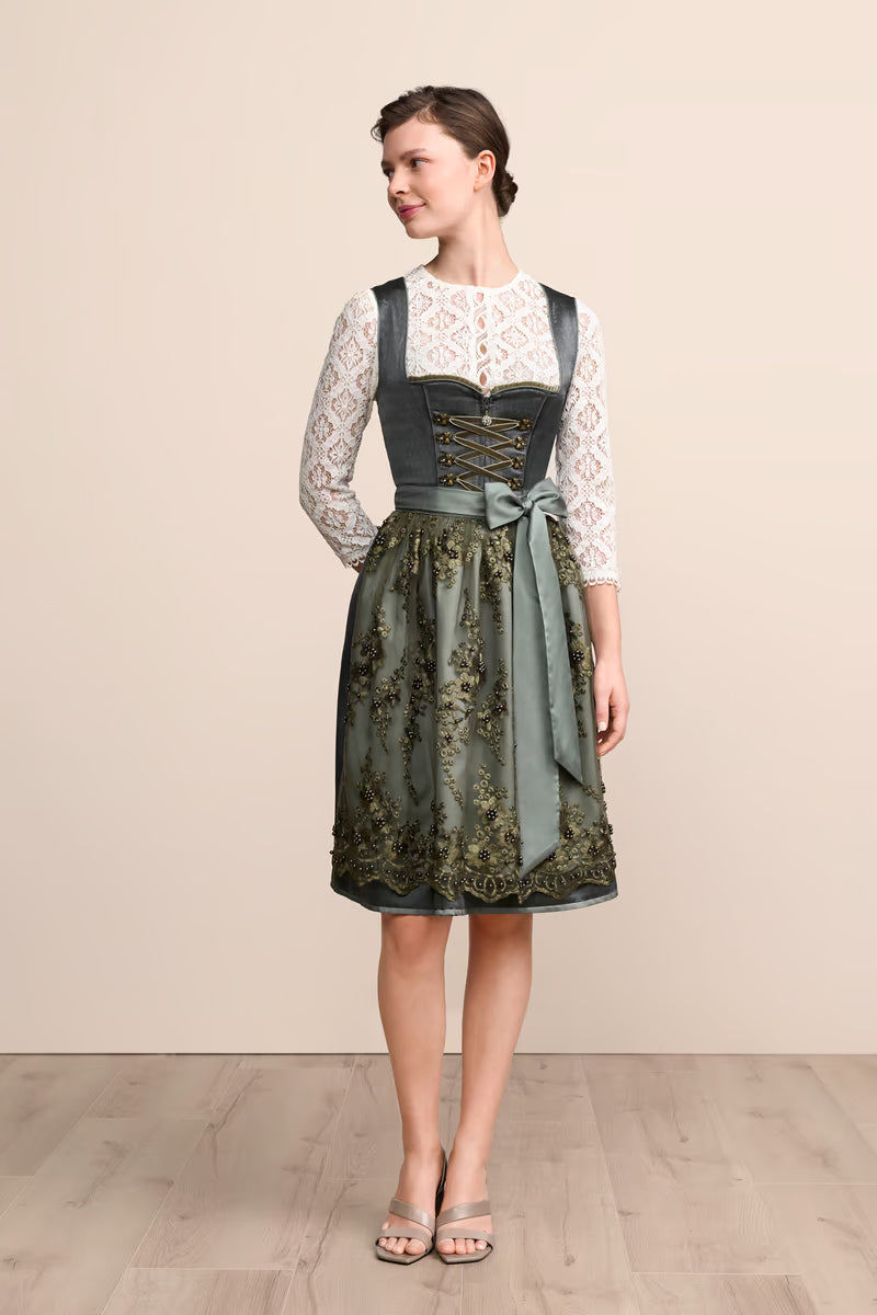 Kruger Midi Dirndl 2pcs. 60cm "Lunessa" green