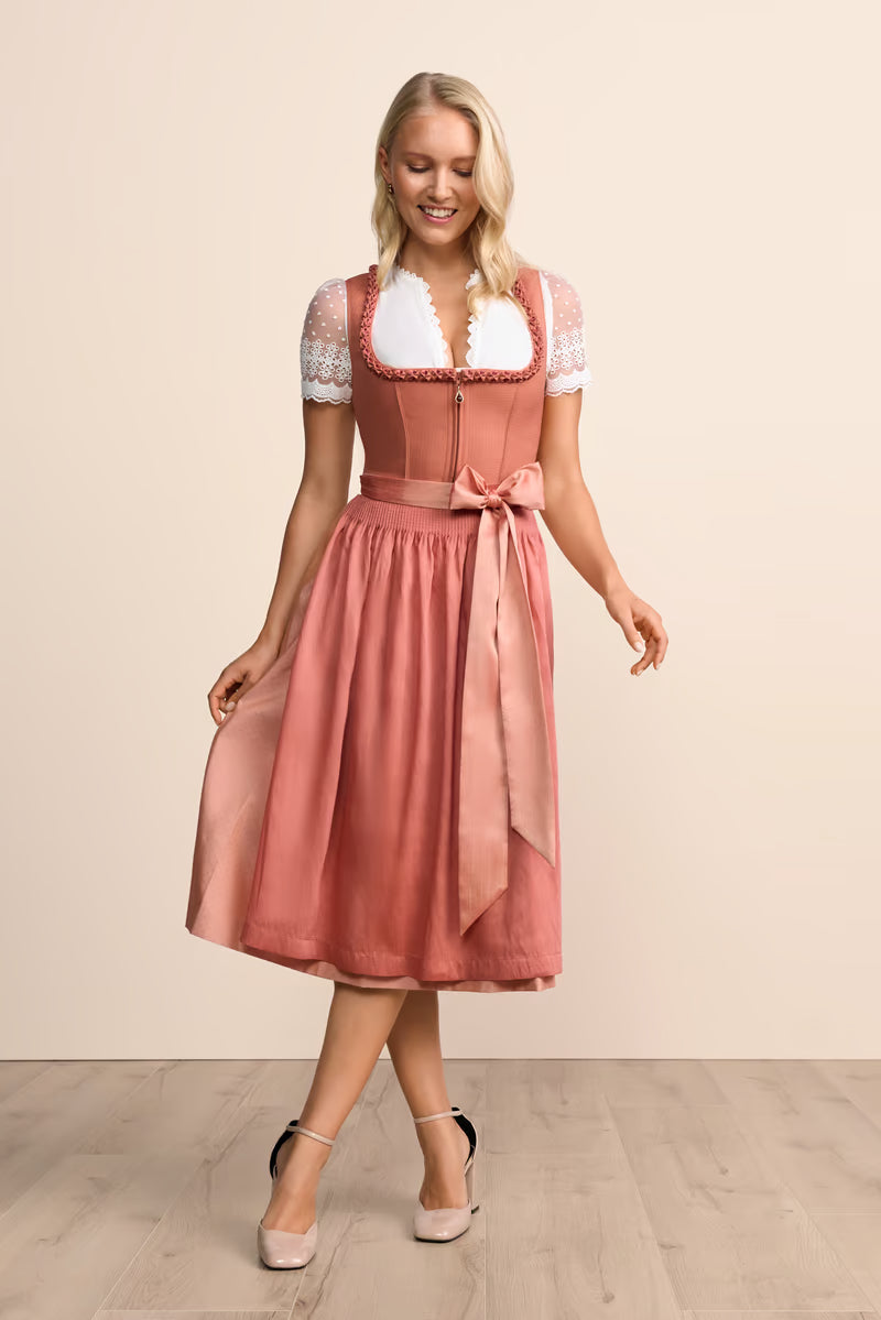 Kruger Aeloria Long Dirndl, Orange — 70cm 2pc Set
