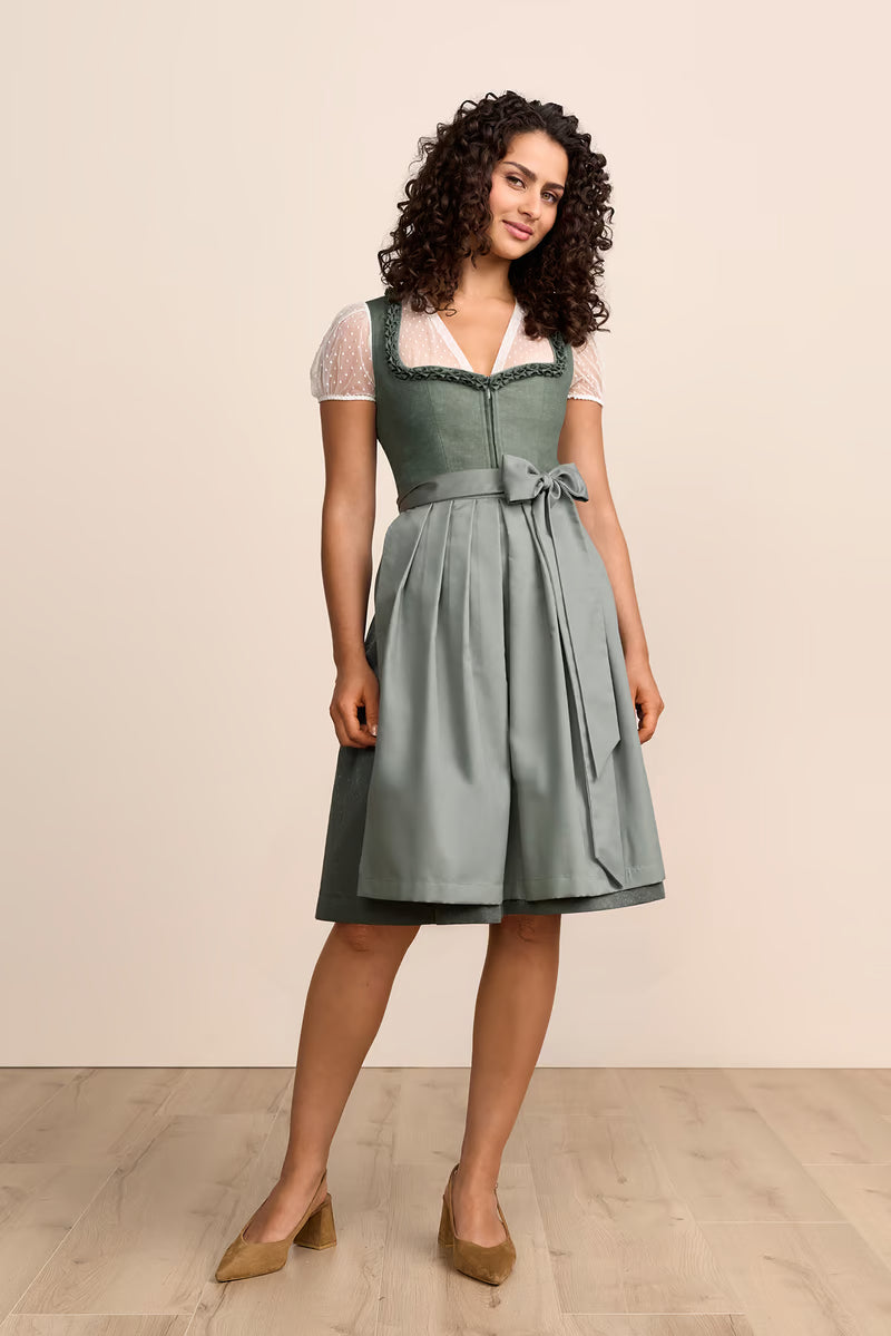 Kruger Maddy Midi Dirndl, Green — 60cm 2pc Set