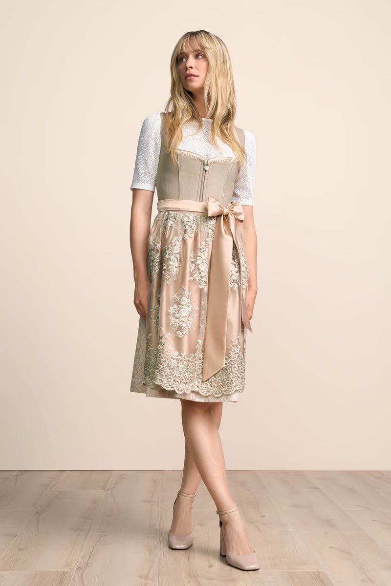 Kruger Midi Dirndl 2pc 60cm "Vivianna" brown (size 40)