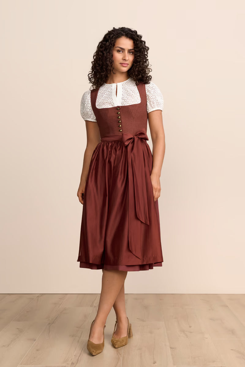 Kruger Alanna Long Dirndl, Red — 70cm 2pc Set