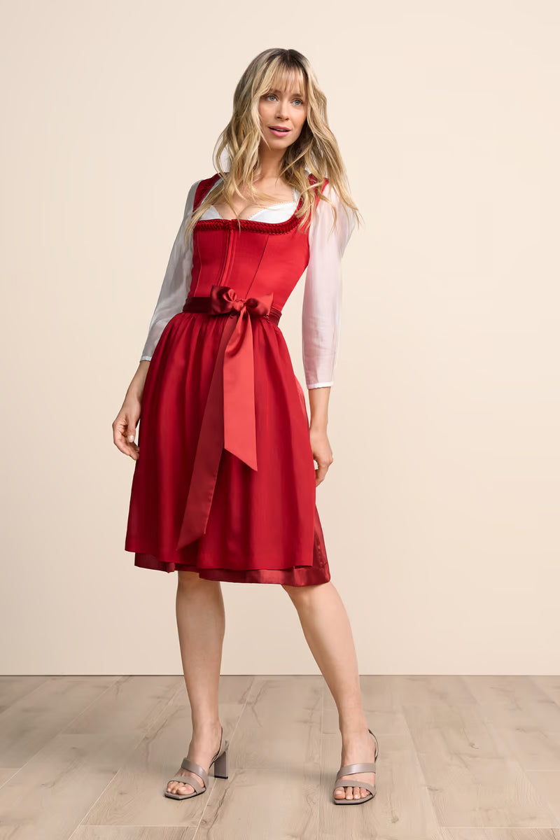 Kruger Midi Dirndl 2pc 60cm "Esmaray" red