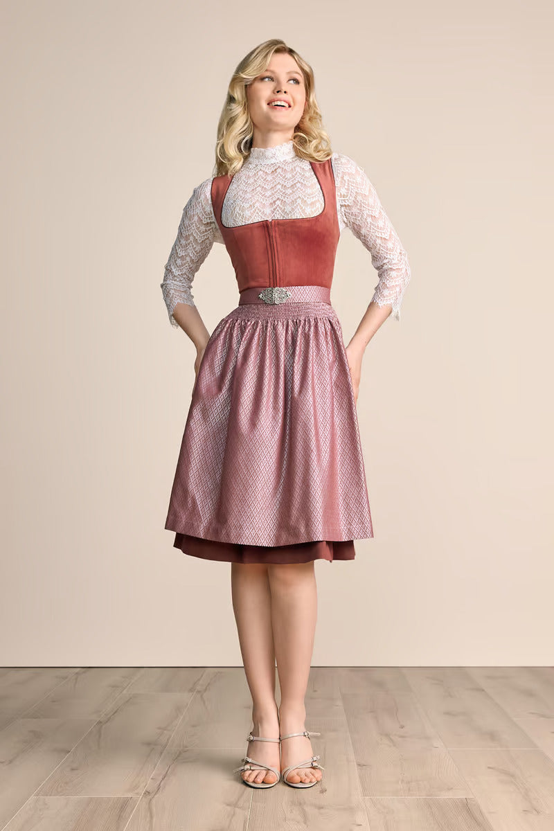Kruger Midi Dirndl 2pcs. 60cm "Alisha" red (34,44)