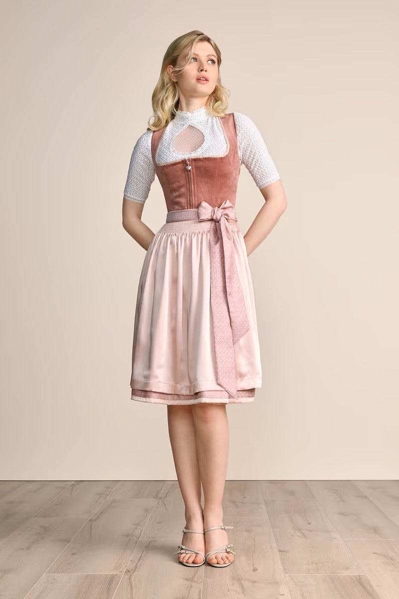 Kruger Midi Dirndl 2pcs. 60cm "Dena" red (40,42)