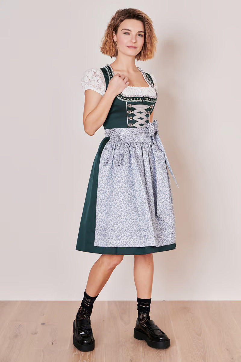 Kruger Midi Dirndl 2pcs. 60cm "RIEKE" green (38,42)