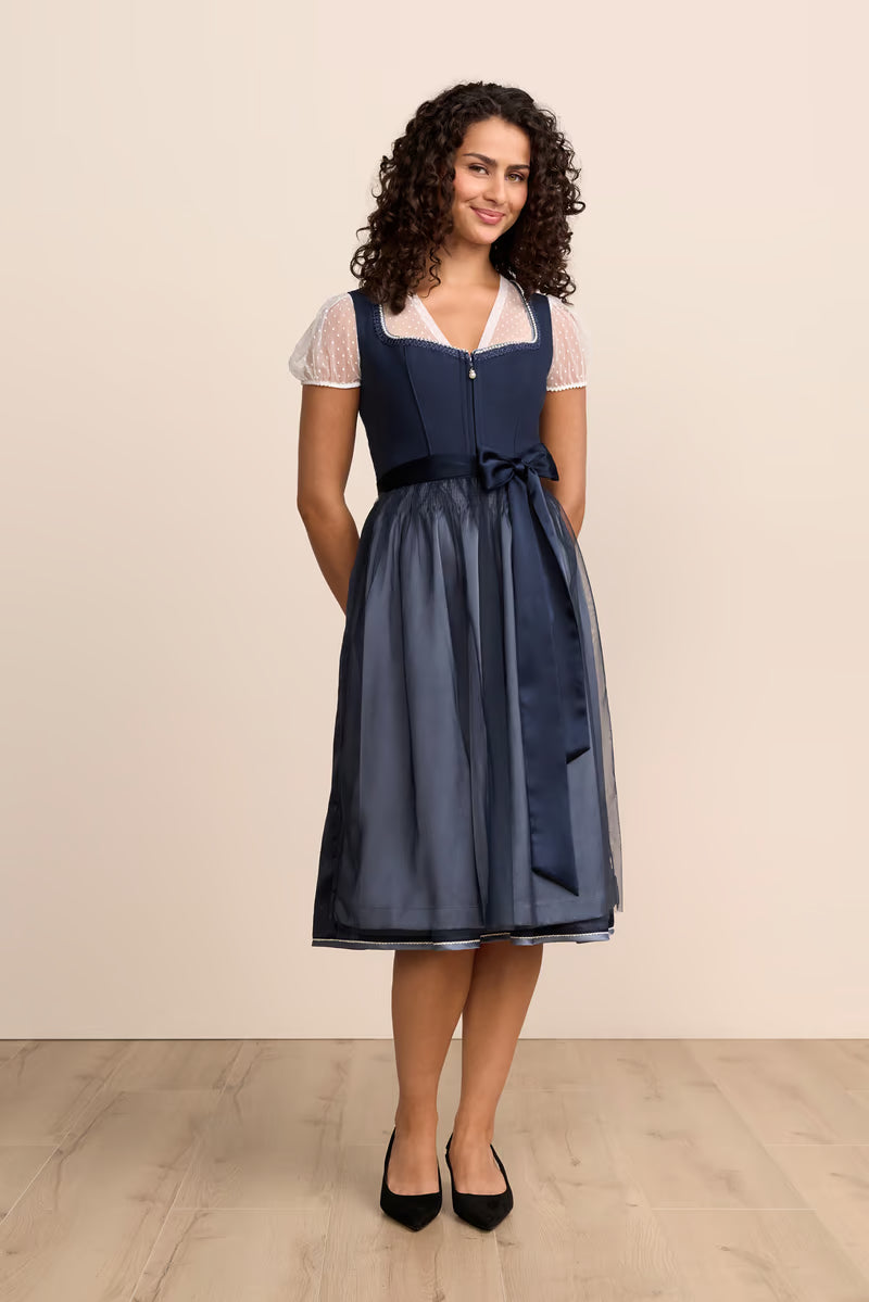 Kruger Kaelora Long Dirndl, Navy Blue — 70cm 2pc Set