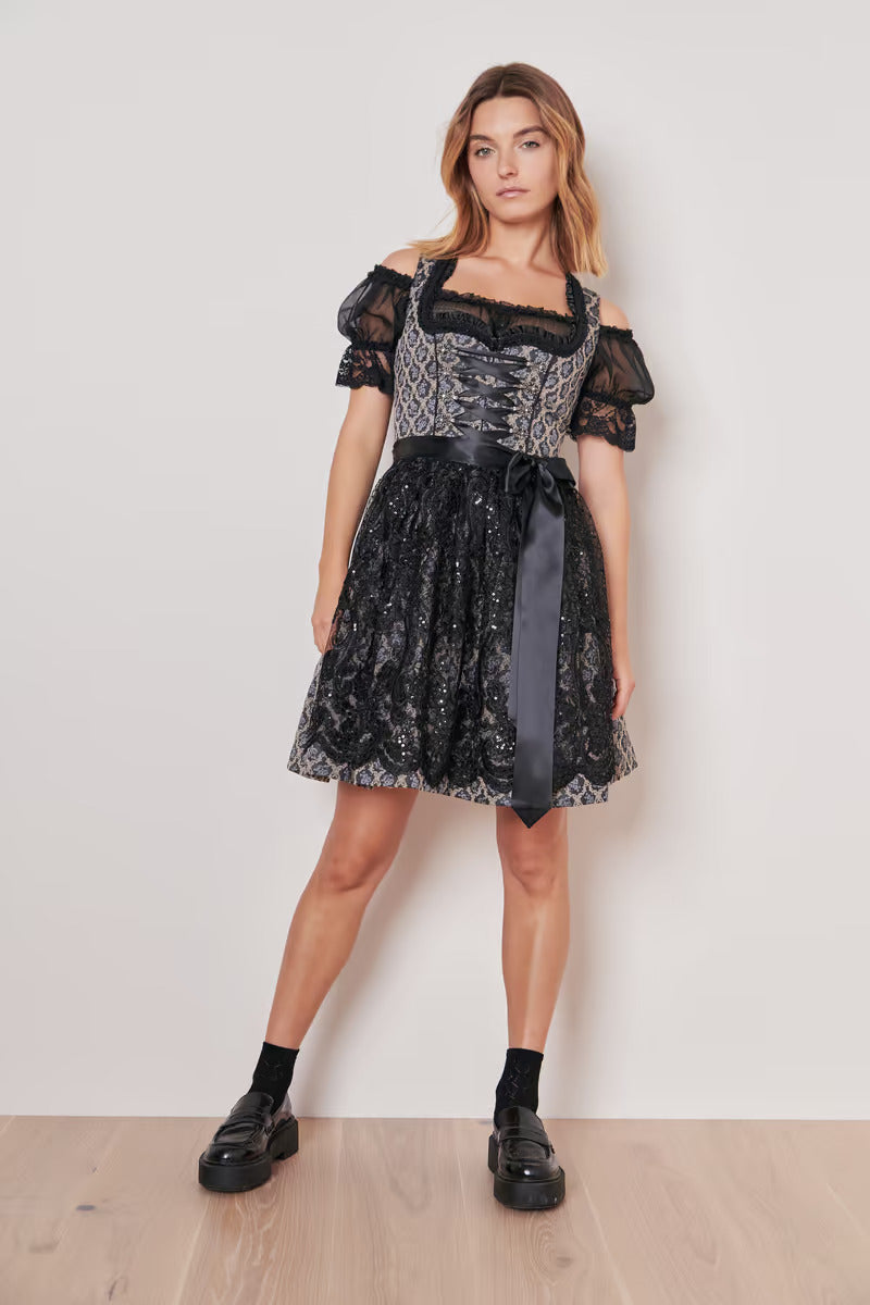 Kruger Mini Dirndl 2pcs. 50cm "Lonie" black (38,40)