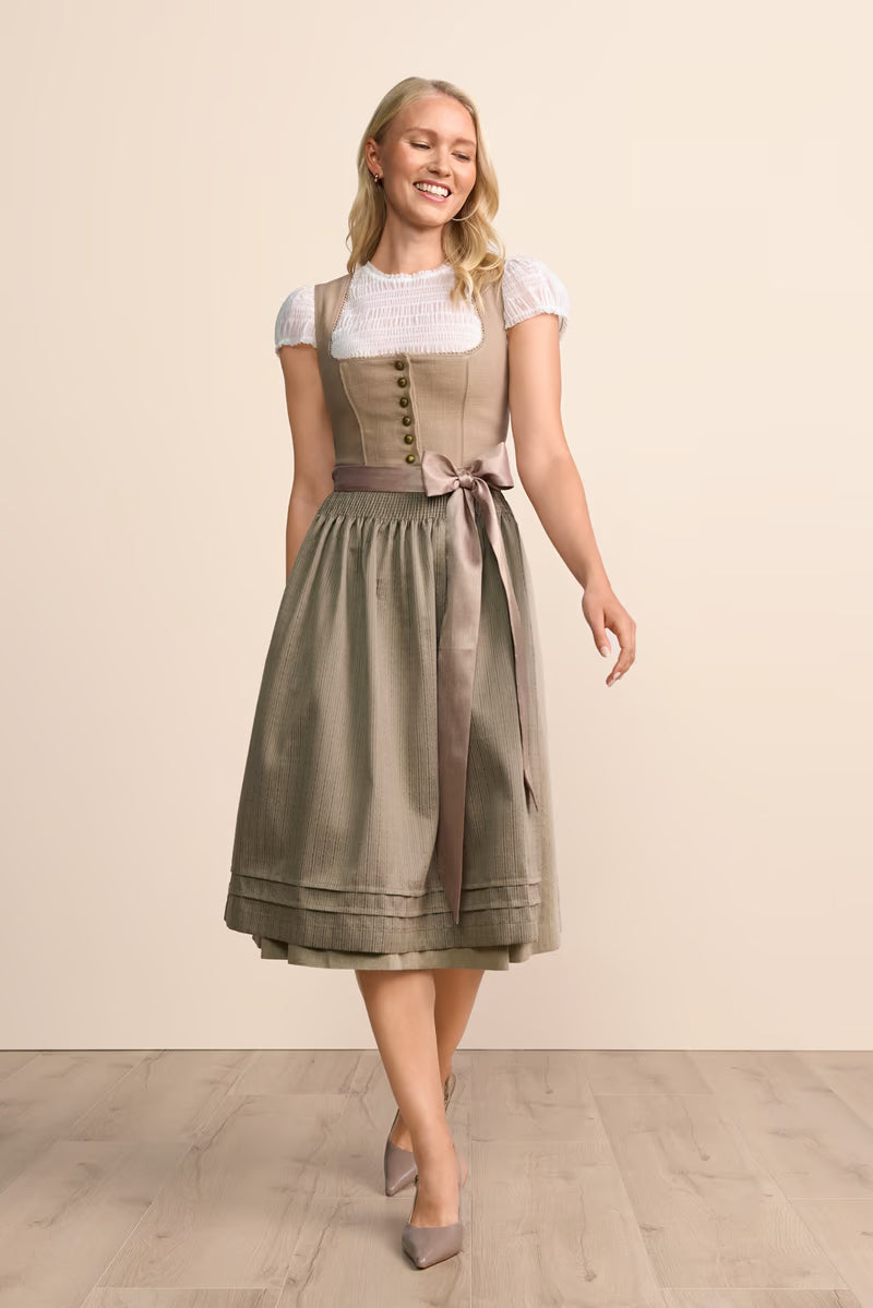 Kruger Long Dirndl 2pcs. 70cm "Thaline" biege