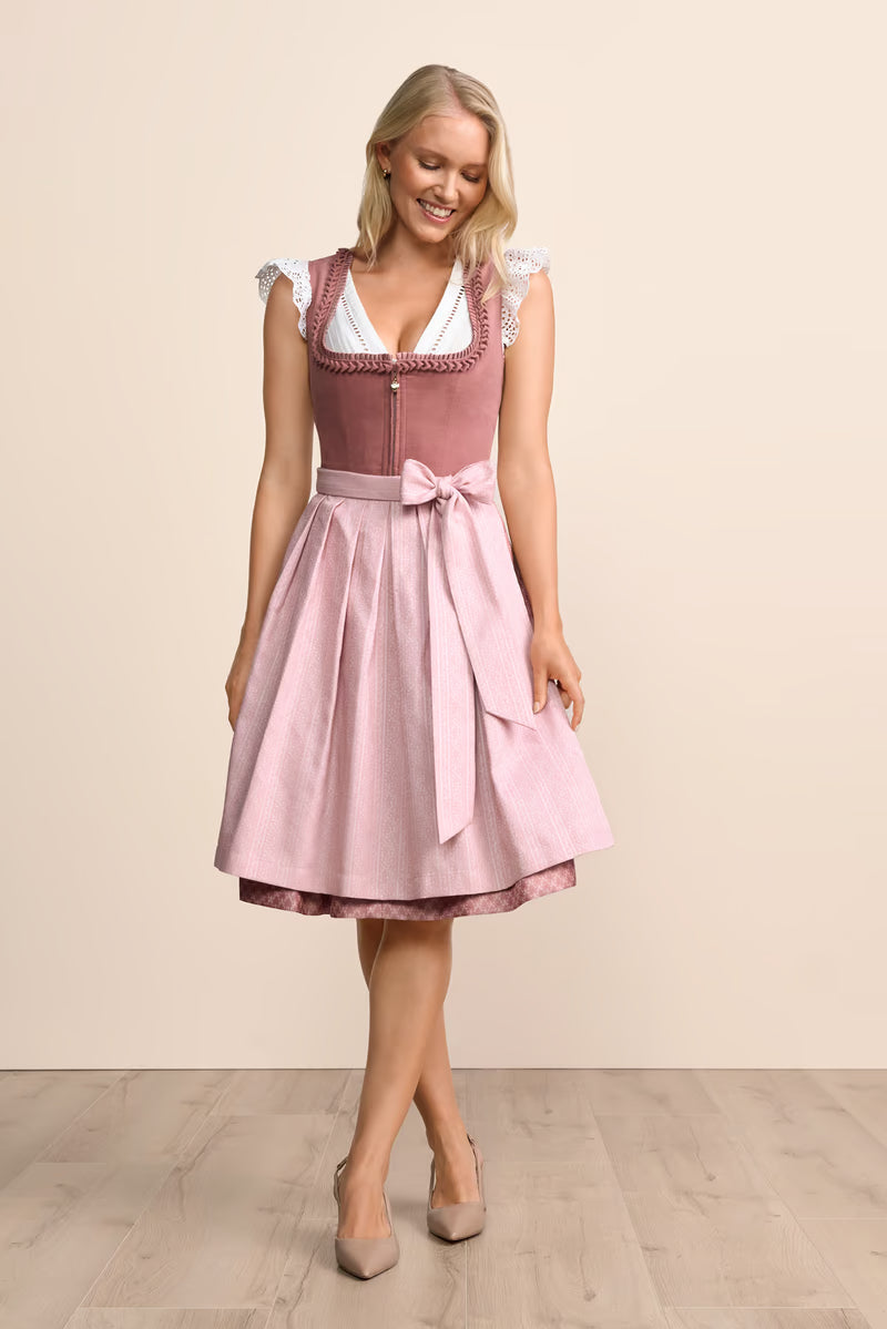 Kruger Midi Dirndl 2pcs. 60cm "Chleophea" pink