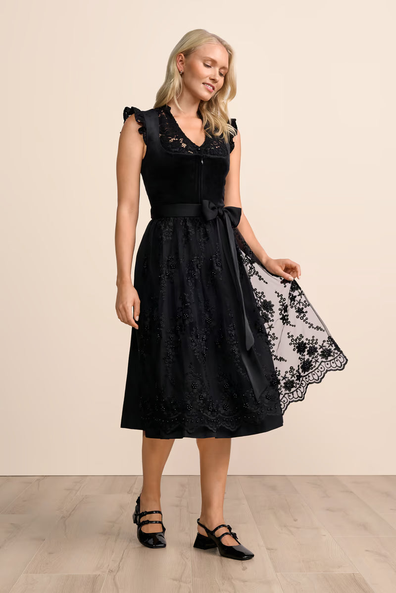 Kruger Lovira Long Dirndl, Black — 70cm 2pc Set