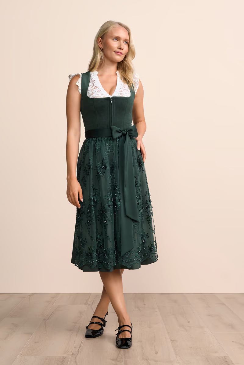 Kruger Lovira Long Dirndl, Green — 70cm 2pc Set