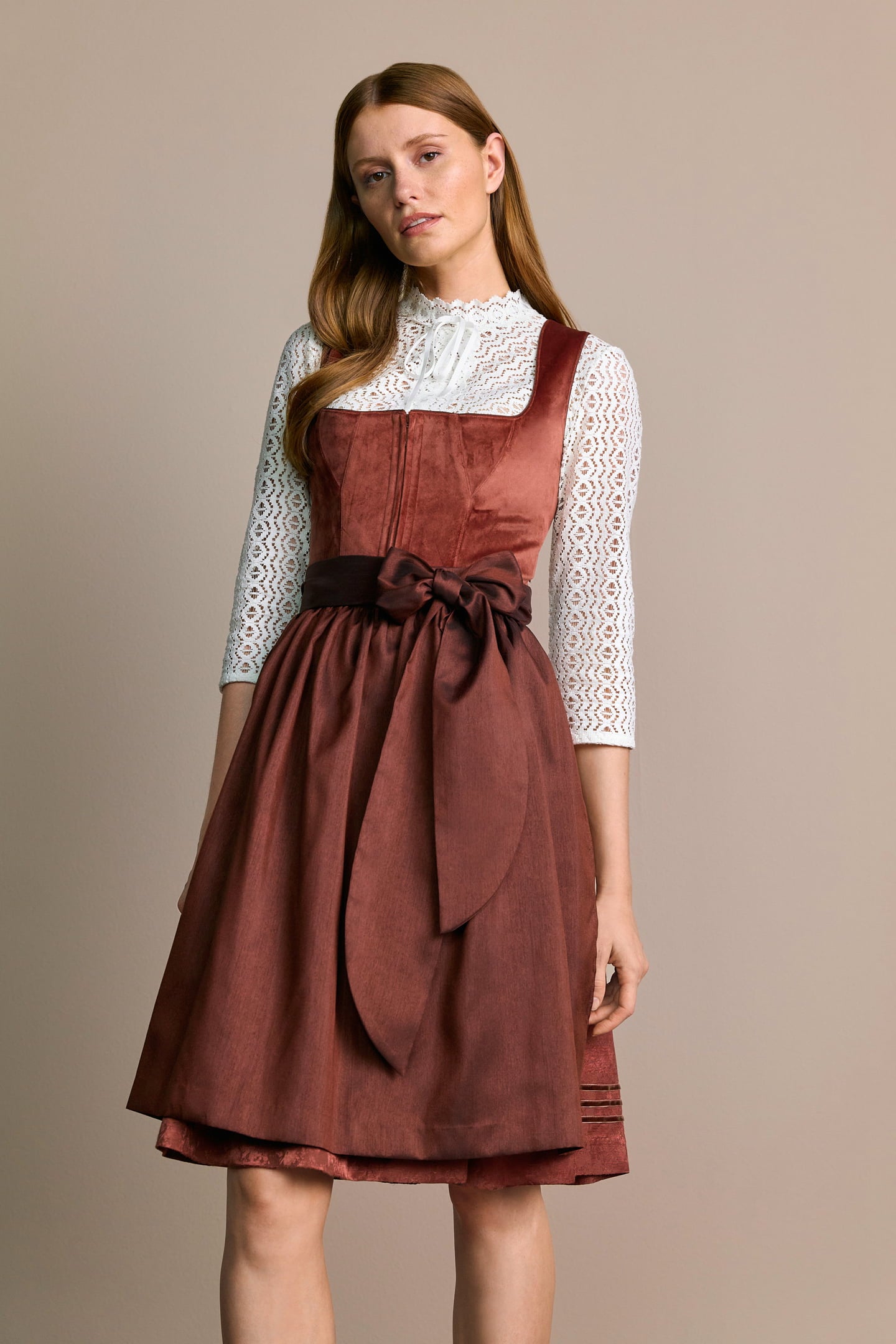Julia Trentini Milla Midi Dirndl, Brown — 60cm