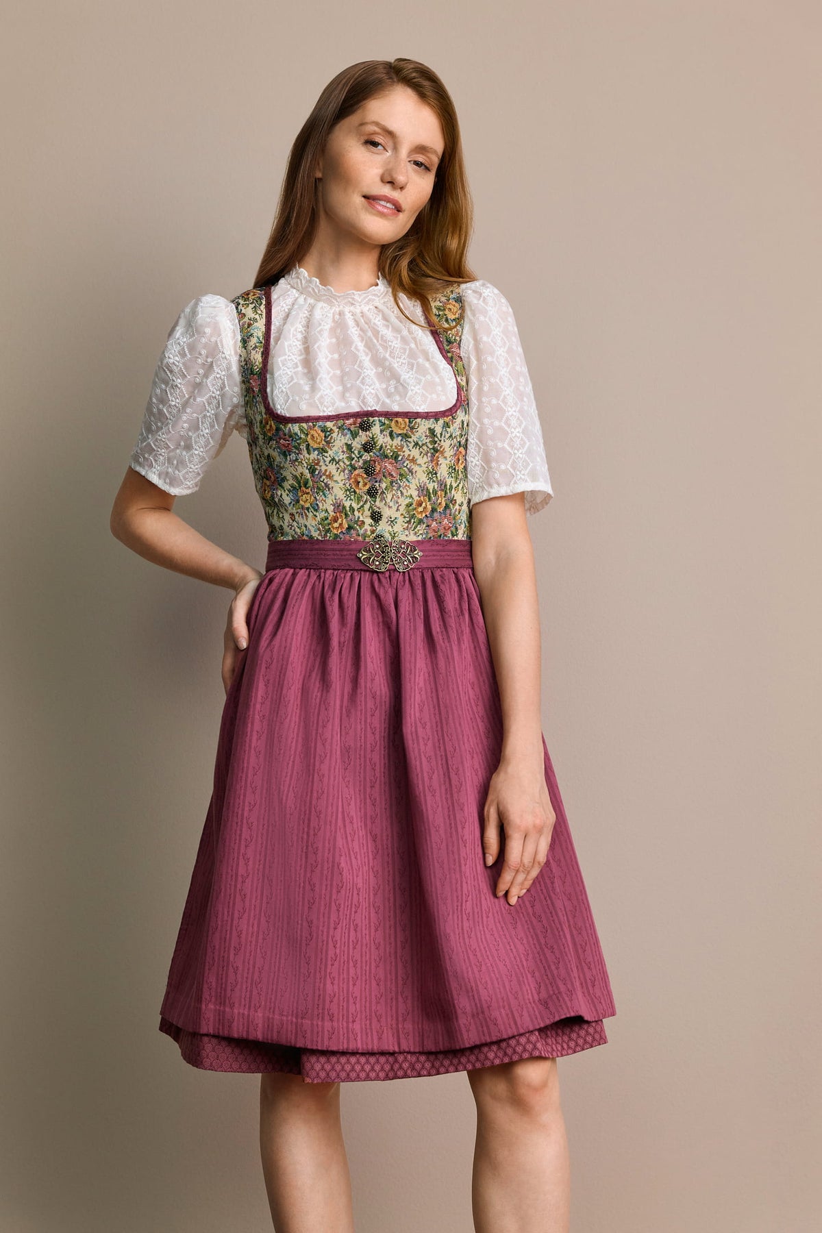 Julia Trentini Rosi Midi Dirndl, Floral Berry — 60cm