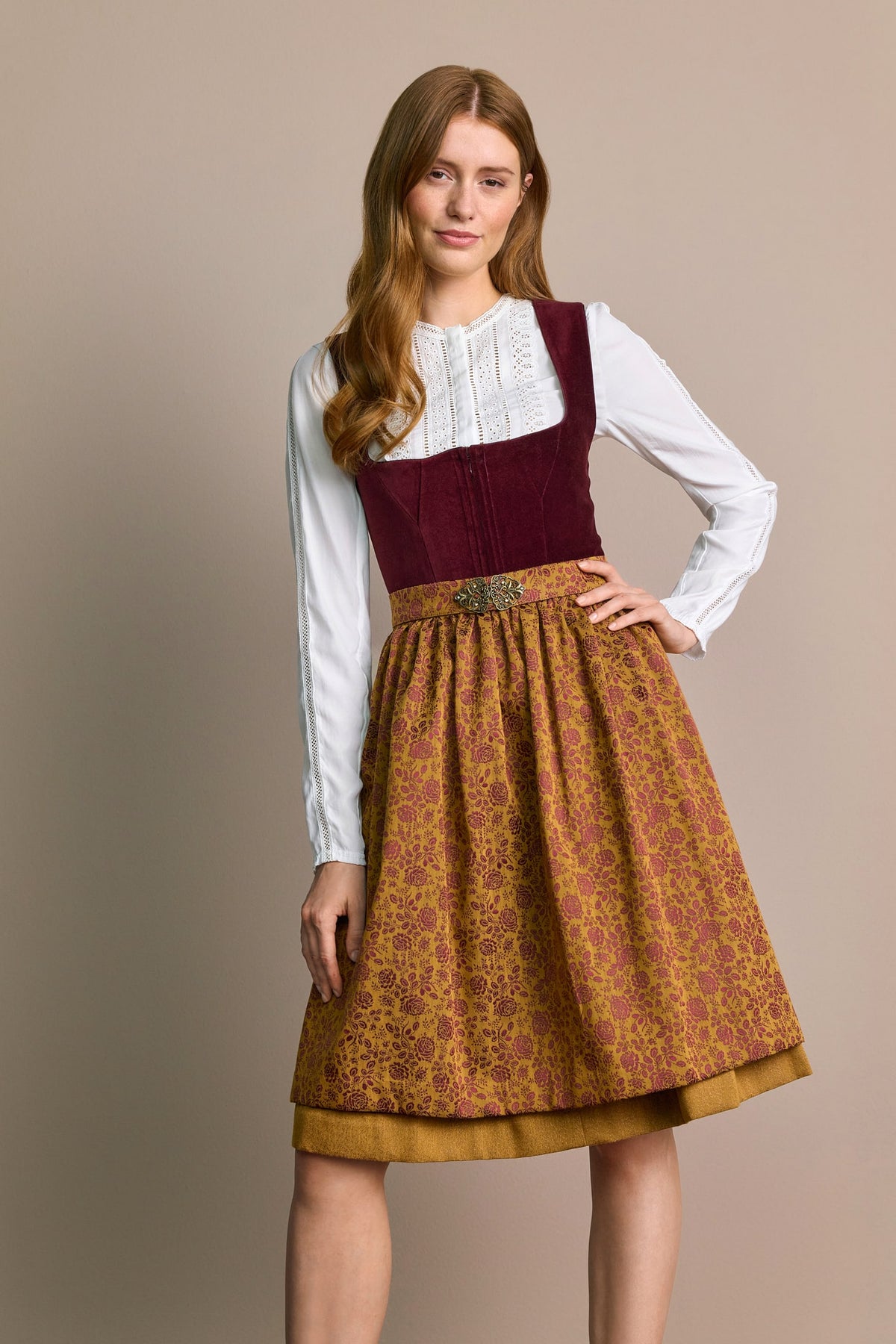 Julia Trentini Elin Midi Dirndl, Red — 60cm