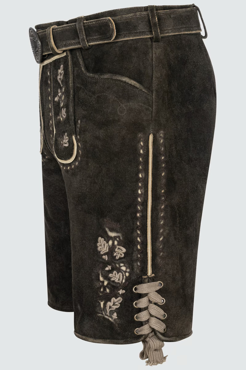Kruger Men's Lederhosen "Calle" (brown) with Belt