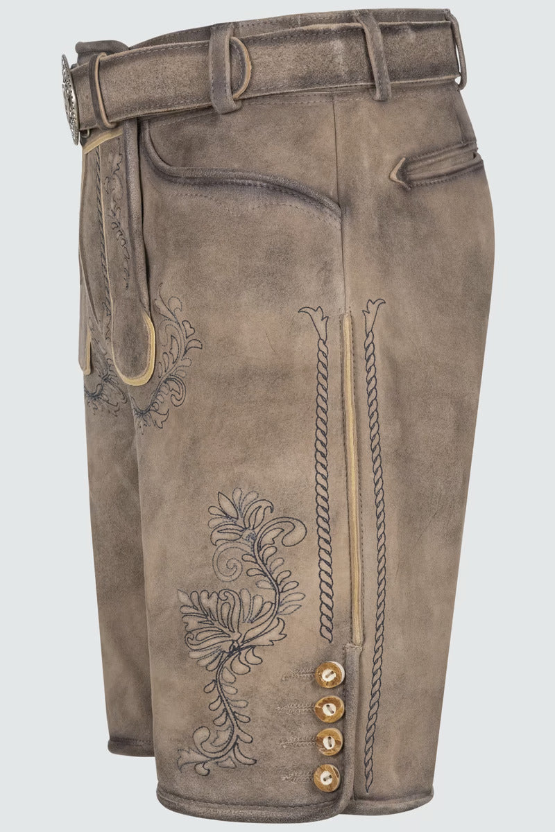 Kruger Men's Lederhosen "Brandon" (light brown) with Belt