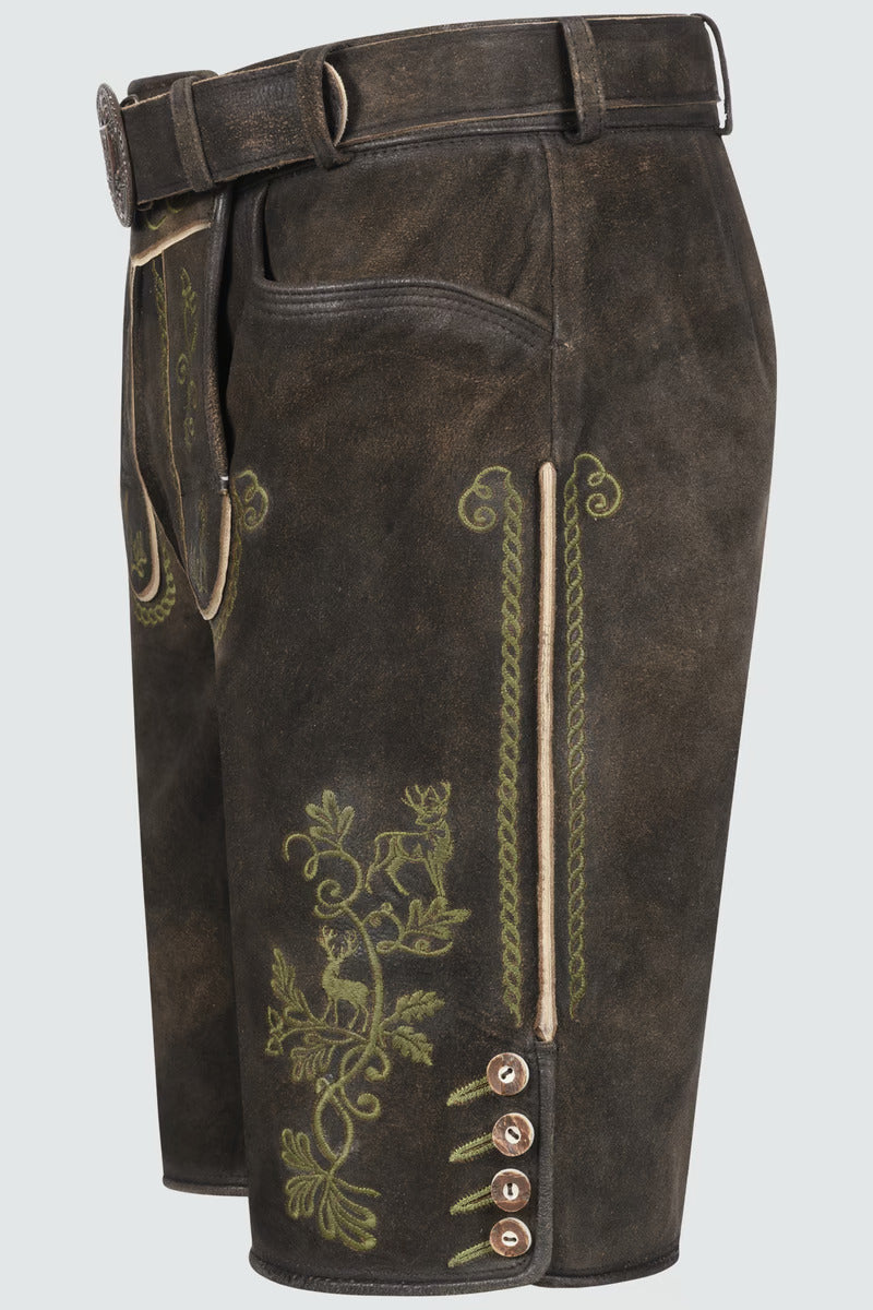 Kruger Men's Lederhosen "Milian" with belt (dark brown)