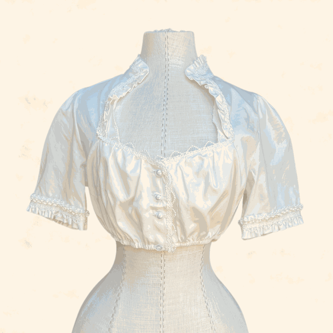 Kruger Collection Dirndl Blouse "1013" Ecru, Size 36, made of polyester and elastane, front view.