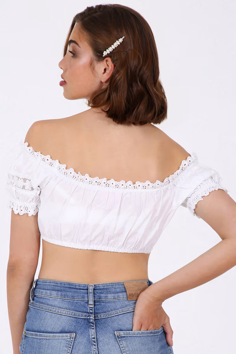 Kruger Dirndl Blouse "Snow Flower" white