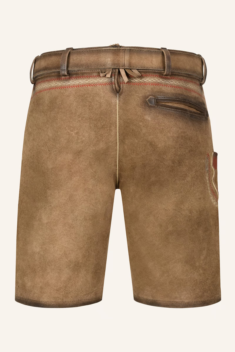 Kruger Men's Lederhosen "Mei Hoamat" with Belt - Brown