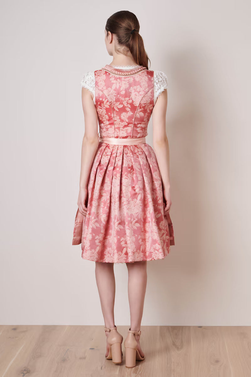 Kruger Midi Dirndl 2pcs. 60cm "Rosmerta" red (34,36,42)